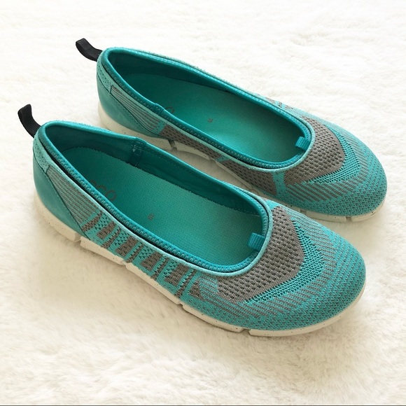 ECCO Womens Teal Blue Ballet Flats Size 8 Vacation Comfort Shoe - Picture 2 of 9